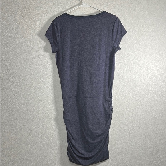 Athleta Blue- Gray V-Neck Ruched Dress M - Picture 6 of 7